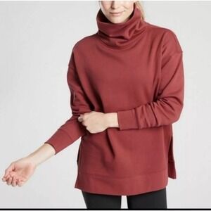 Athleta 24/7 Funnel Neck Sweatshirt Size Small Maple Red NWT #502851‎